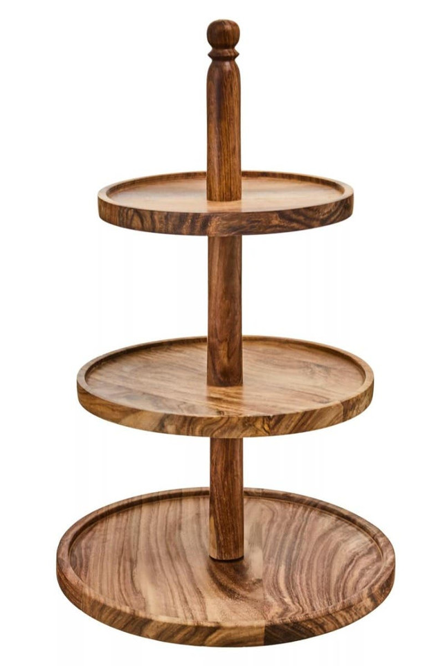 Premier Housewares Kora Sheesham Wood Three Tier Cake Stand