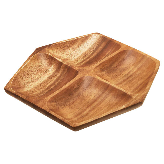 Premier Housewares Kora Small Four Section Serving Dish In Acacia Wood