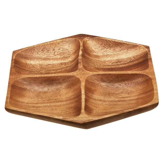 Premier Housewares Kora Small Four Section Serving Dish In Acacia Wood