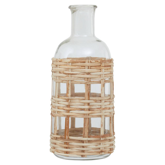 Premier Housewares Kuta Natural Cane And Glass Small Vase