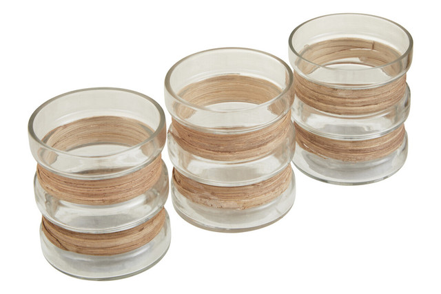 Premier Housewares Kuta Set Of 3 Natural Tealight Holders