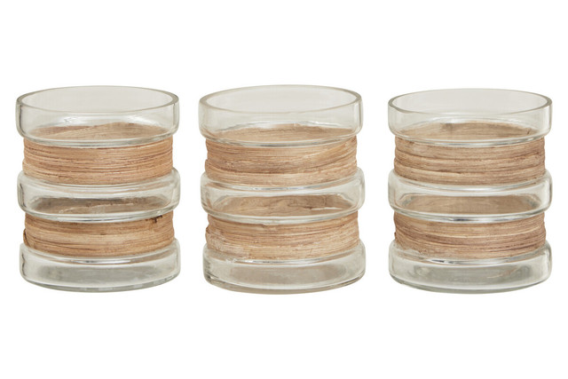 premier housewares Kuta Set Of 3 Natural Tealight Holders