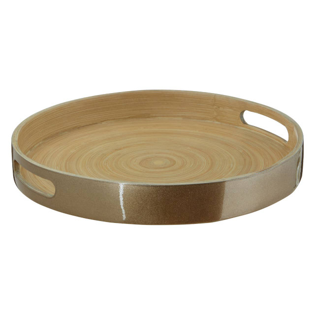 Premier Housewares Kyoto Small Round Gold Serving Tray