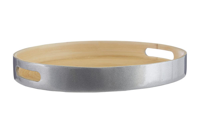 Premier Housewares Kyoto Small Silver Tray With Side Handles