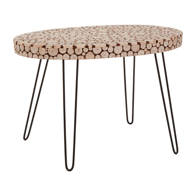 Premier Housewares Lacuna Fir Wood Oval Coffee Table