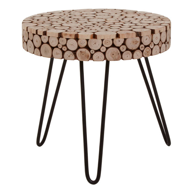 Premier Housewares Lacuna Fir Wood Round Side Table