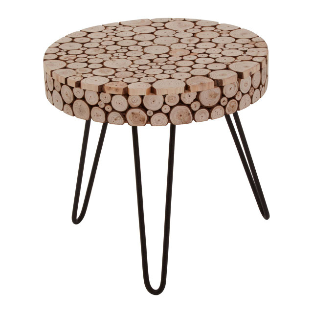 Premier Housewares Lacuna Fir Wood Round Side Table