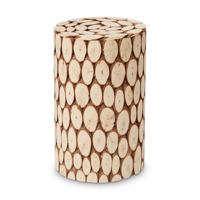 Premier Housewares Lacuna Fir Wood Side Table And Stool