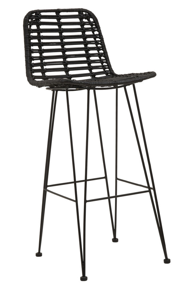 Premier Housewares Lagom Black Natural Rattan Bar Chair