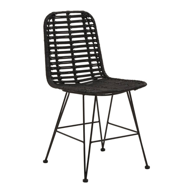 Premier Housewares Lagom Black Natural Rattan Dining Chair