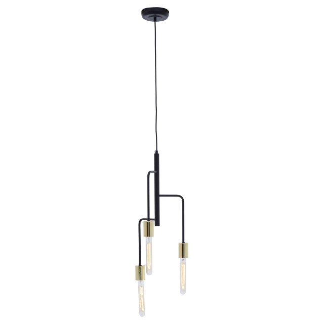 Premier Housewares Lagona 3 Bulb Gold And Black Pendant Light