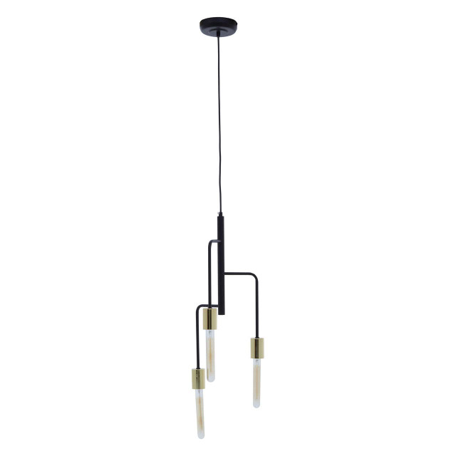 premier housewares Lagona 3 Bulb Gold And Black Pendant Light