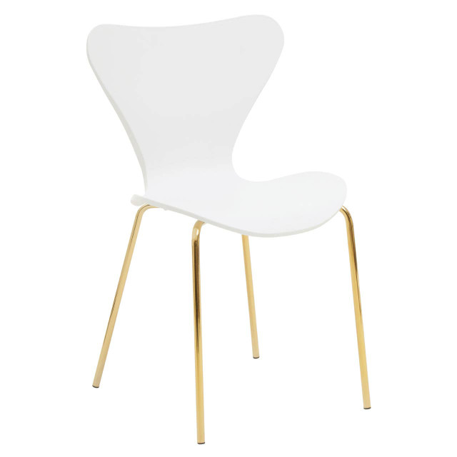 Premier Housewares Laila White Seat And Gold Finish Legs Dining Chair