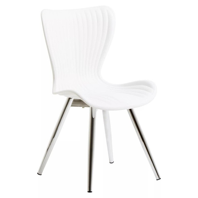 premier housewares Laila White Seat And Silver Chrome Legs Dining Chair