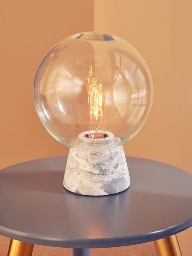 Premier Housewares Lamonte Globe Lamp With Grey Marble Base