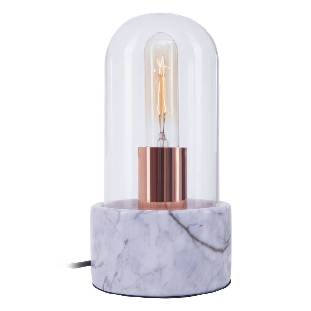 Premier Housewares Lamonte Grey Marble Base EU Plug Bell Lamp