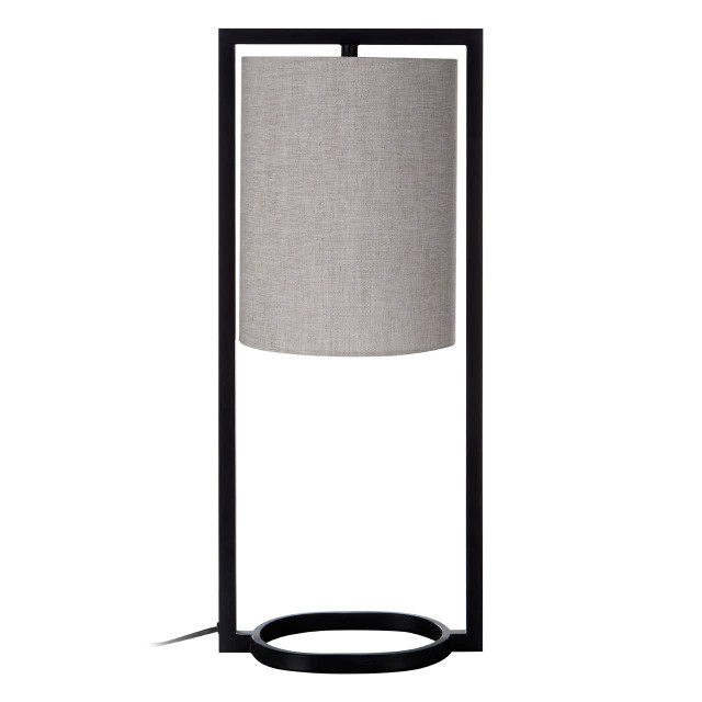premier housewares Lara Black Metal Table Lamp with Grey Shade