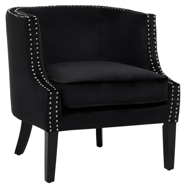 Premier Housewares Larissa Black Velvet Studded Chair