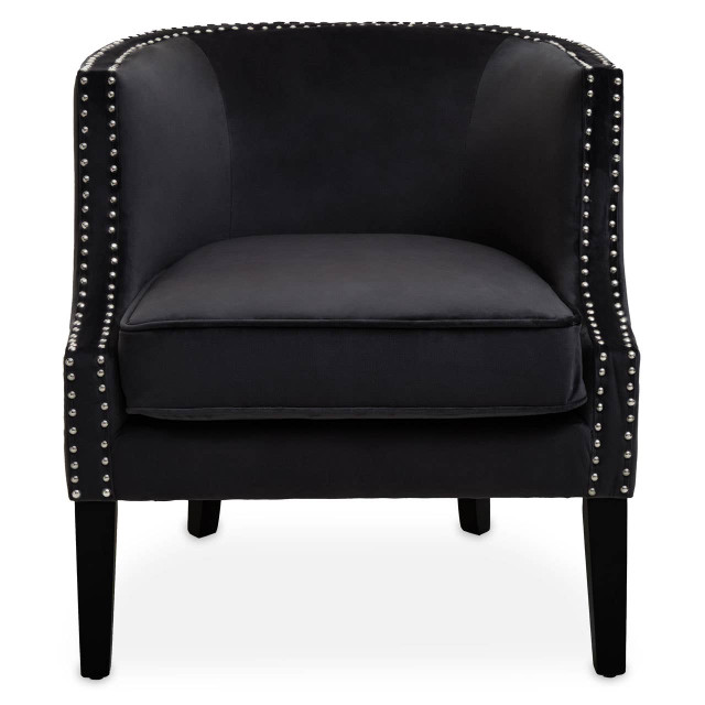 premier housewares Larissa Black Velvet Studded Chair