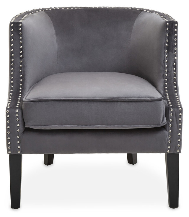 Premier Housewares Larissa Grey Velvet Studded Chair