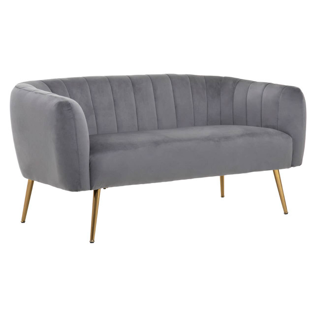 Premier Housewares Larissa Two Seat Grey Velvet Sofa