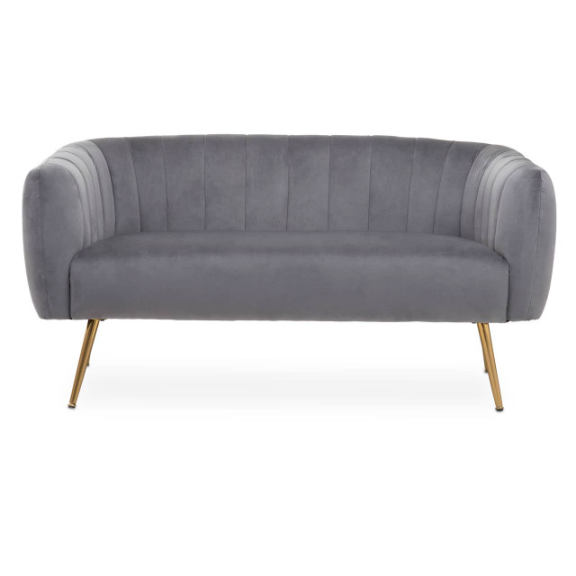 premier housewares Larissa Two Seat Grey Velvet Sofa