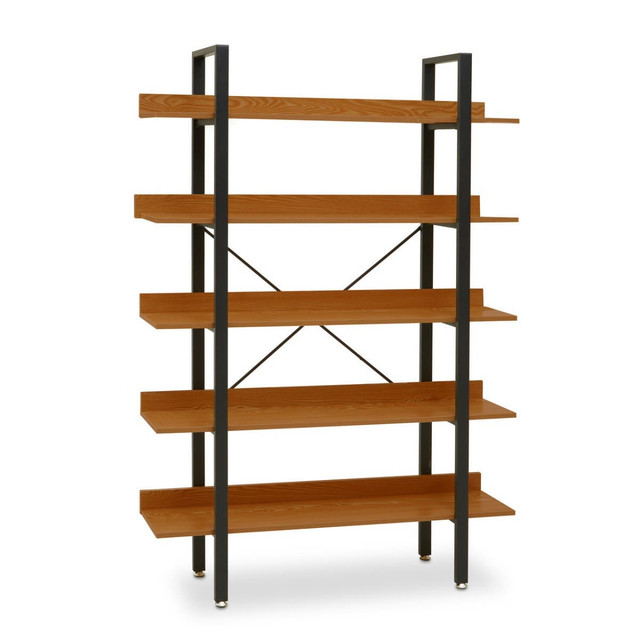 Premier Housewares Laxton 5 Tier Red Pomelo Shelves And Black Frame Shelf Unit