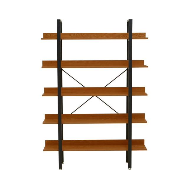 Premier Housewares Laxton 5 Tier Red Pomelo Shelves And Black Frame Shelf Unit