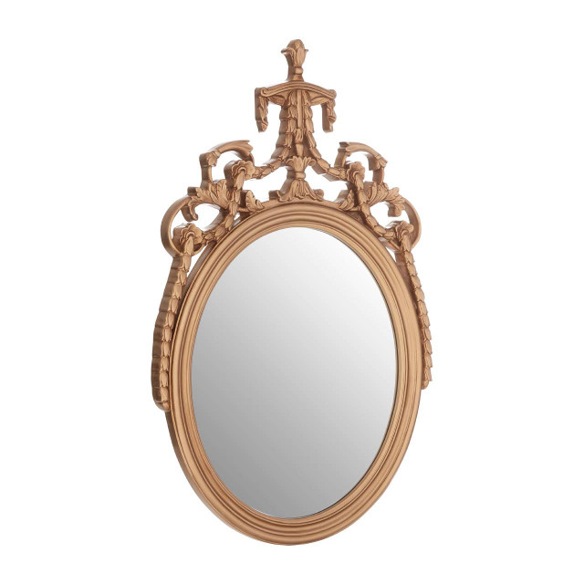 Premier Housewares Le Marais Gold Finish Oval Acanthus Leaf Wall Mirror