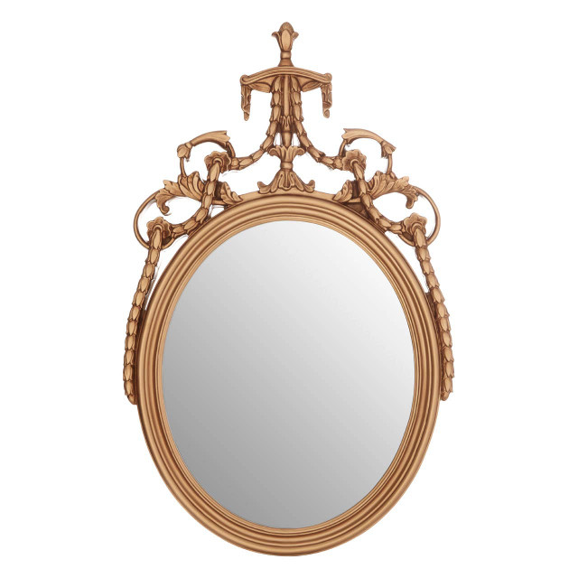 premier housewares Le Marais Gold Finish Oval Acanthus Leaf Wall Mirror