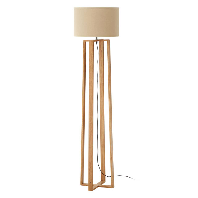 premier housewares Lea Wooden Floor Lamp with Light Brown Shade