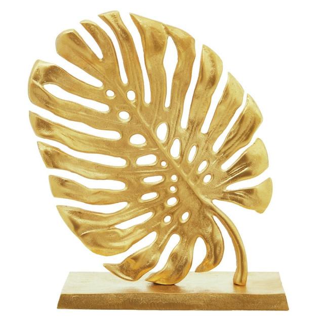 Premier Housewares Lena Prato Gold Finish Monstera Leaf Sculpture