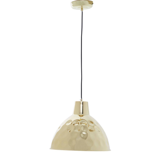 Premier Housewares Leni Gold Finish Hammered Pendant Light 35cm