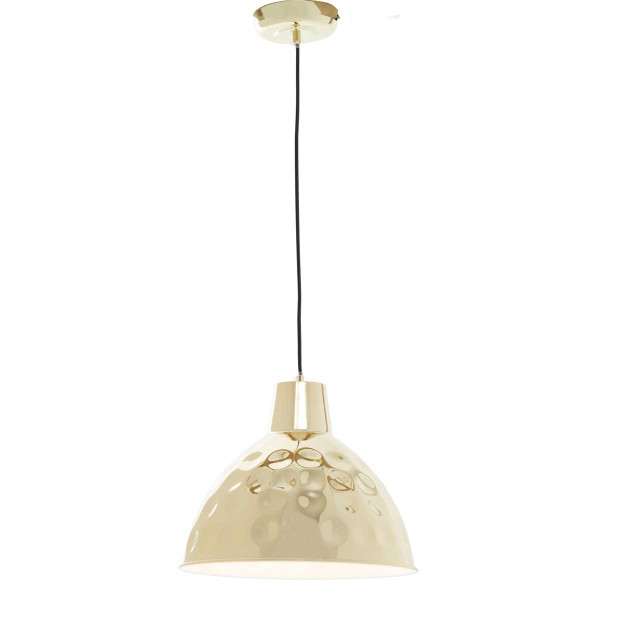 Premier Housewares Leni Gold Finish Hammered Pendant Light 35cm