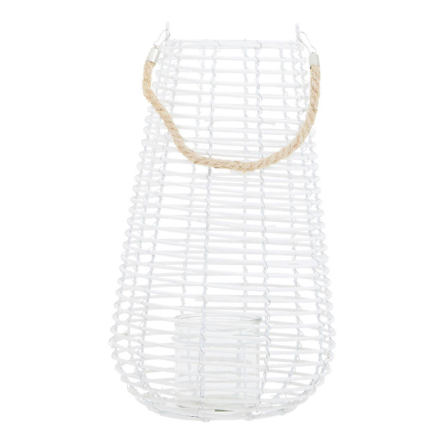 Premier Housewares Lentigo Large White Rattan Lantern