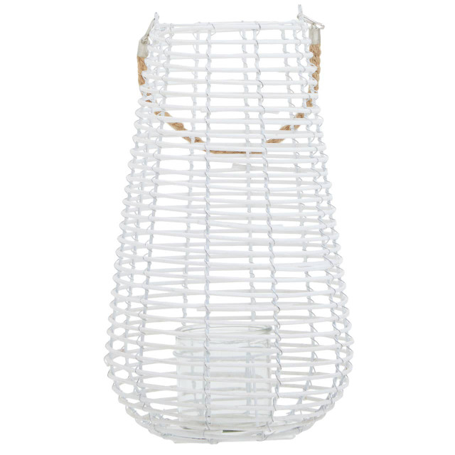 premier housewares Lentigo Large White Rattan Lantern