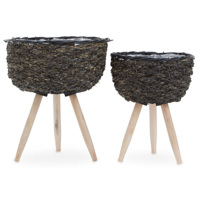 premier housewares Lentigo Set Of Two Black Planters