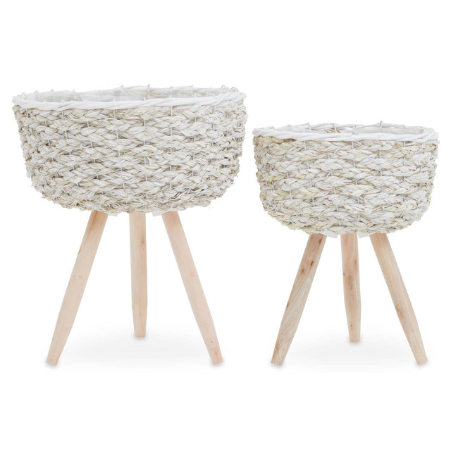 premier housewares Lentigo Set Of Two White Planters