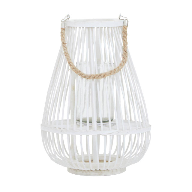 Premier Housewares Lentigo Small White Bamboo Lantern