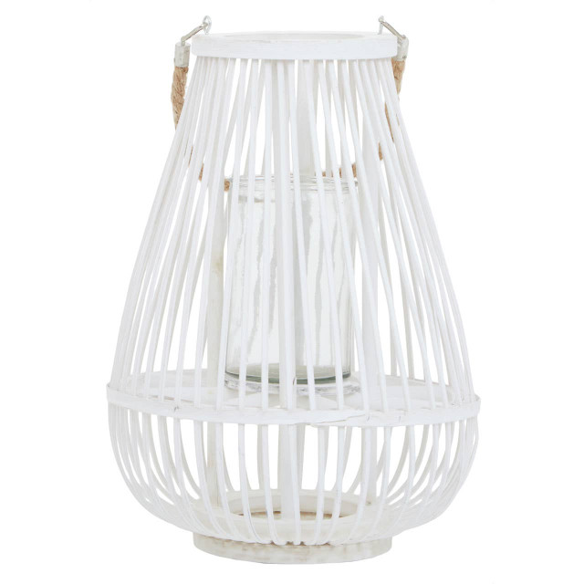 premier housewares Lentigo Small White Bamboo Lantern