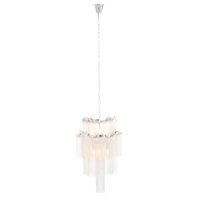 Premier Housewares Lerici 2 Tier 6 Light Chrome Pendant 51cm