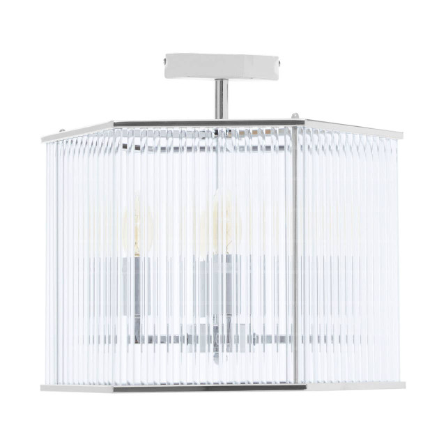 Premier Housewares Lerici 4 Light Hexagonal Chrome Pendant Light