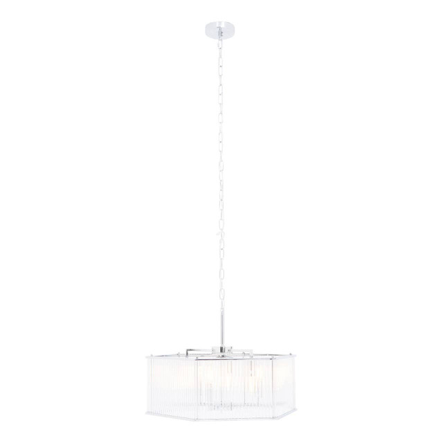 Premier Housewares Lerici 6 Light Hexagonal Chrome Pendant Light