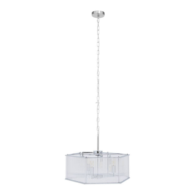 premier housewares Lerici 6 Light Hexagonal Chrome Pendant Light