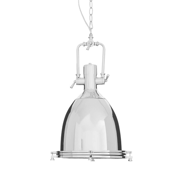 Premier Housewares Lexington Large Chrome Plain Pendant Light