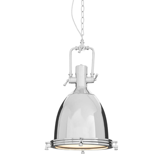 Premier Housewares Lexington Large Chrome Plain Pendant Light