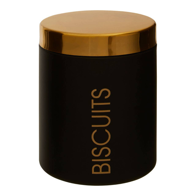 Premier Housewares Liberty Black Enamel Biscuit Canister With Gold Lid