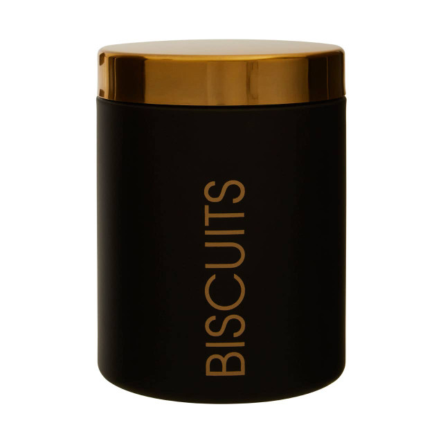 premier housewares Liberty Black Enamel Biscuit Canister with Gold Lid