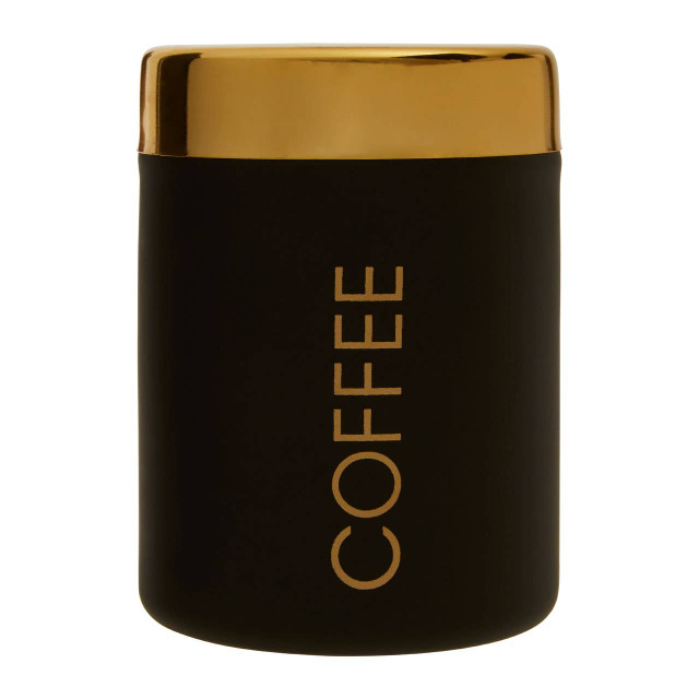 Premier Housewares Liberty Black Enamel Coffee Canister With Gold Lid