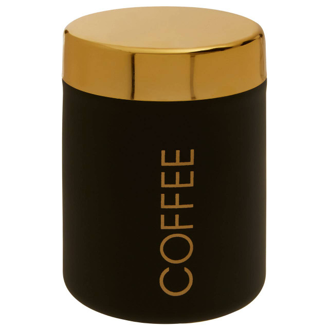 Premier Housewares Liberty Black Enamel Coffee Canister With Gold Lid